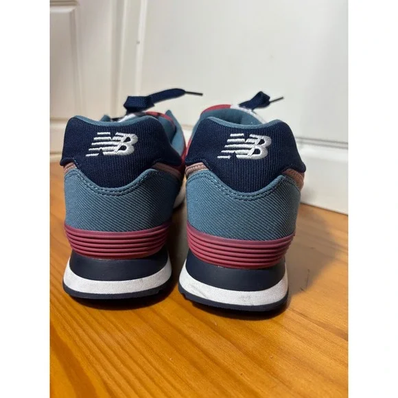 New Balance 574 Mens Casual Lifestyle Shoes Navy Pink Teal White N Logo size 11 - Picture 3 of 11